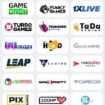 1xBet Android app screenshot: list of casino game providers