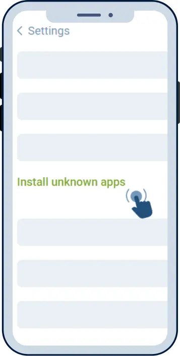 Step 2 - 1xBet Android: open Install unknown apps in Settings