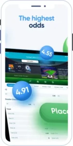 1xBet iOS app screenshot: match page with total, corners and double chance markets